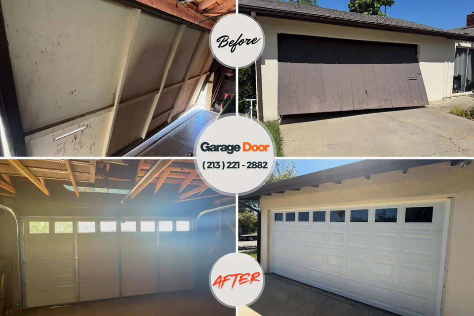 Before and after: garage door repair Boulevard Park, WA
